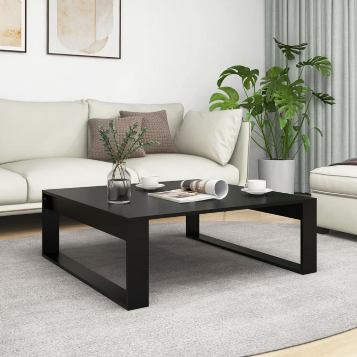 vidaXL Măsuță de cafea, negru, 100x100x35 cm, lemn prelucrat 808631