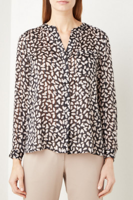 Bluza de dama tip camasa, semi-transparenta cu imprimeu pete si inimi, alb-negru, XS foto