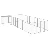 VidaXL Padoc pentru c&acirc;ini, argintiu, 13,31 m&sup2;, oțel
