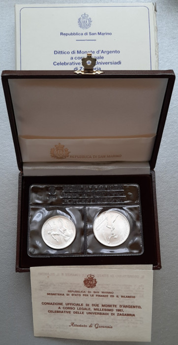 Set monede de argint - 500 si 1000 Lire 1987, San Marino - FDC - G 4023
