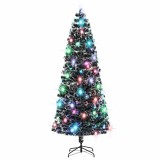 Cumpara ieftin Brad de Craciun pre-iluminat cu suport si LED-uri, 240 cm, fibra optica