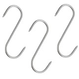 Cumpara ieftin Set 3 carlige inox forma S pentru afumare carne, macelarie, rezistente, sustinere grea, 16 cm, argintiu