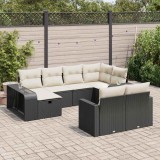 vidaXL Set canapele de grădină cu perne, 10 piese, negru, poliratan 3326060