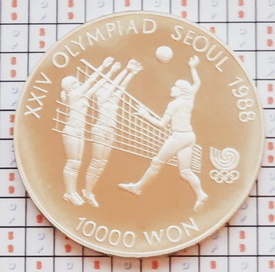 1510 Coreea de Sud Korea 10000 Won 1987 Volleyball 33,6g km 63 proof argint foto