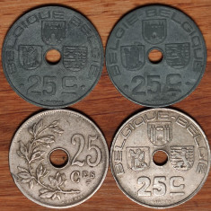 Belgia - colectie 4 monede diferite 25 centimes - 1927 -> 1946 (vezi descrierea)