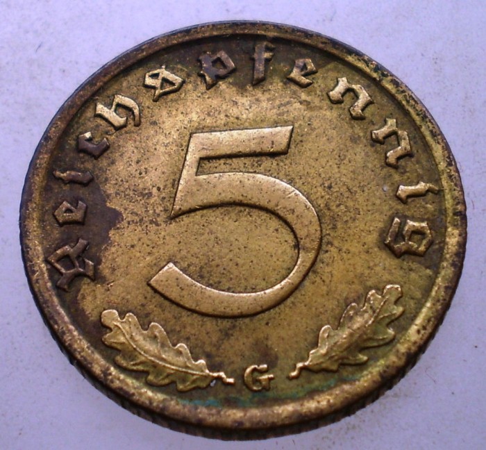 7.271 GERMANIA 5 REICHSPFENNIG 1938 G