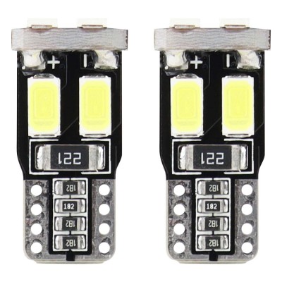 Bec de pozitie tip LED T10 W2.1x9.5 W5W, 12V, 6 LED SMD 5730, culoare alb, AMIO, set 2 buc foto