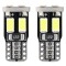 Bec de pozitie tip LED T10 W2.1x9.5 W5W, 12V, 6 LED SMD 5730, culoare alb, AMIO, set 2 buc