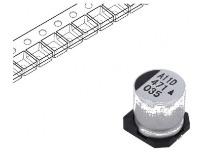Condensator electrolitic SMD 470uF 35V 12,5x13,5mm 5000h foto