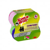 Cumpara ieftin Bureti SCOTCH BRITE Confort Delicat de Bucatarie, 2 Buc/Set, Spuma Poliuretanica si Fibra Abraziva, Diferite Culori, Burete din Spuma Poliuretanica, B