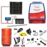 Kit pachet gard electric 6 Joule 12 220V panou baterie 7ah fir 500m + accesorii (BK87583-500-04-7ah)