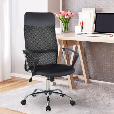 HOMCOM scaun ergonomic de birou, insertie plasa, negru foto