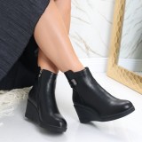 Cumpara ieftin Ghete dama Imblanite cu Platforma Negre din Piele Ecologica Asala, 36