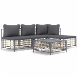 Cumpara ieftin Set sezlonguri de gradina 5 piese cu perne, antracit, poliratan