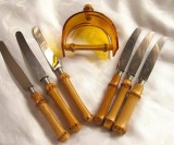 SET CUTITE SOLINGEN SALTO CU MANER BAMBUS SI SUPORT - SET ART DECO 16.5 CM