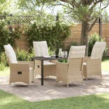 VidaXL Set de masă pentru grădină cu pernă 5 pcs Bej Rattan poli 3379557