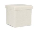 Taburet textil alb buclat Joris 38x38x38 cm
