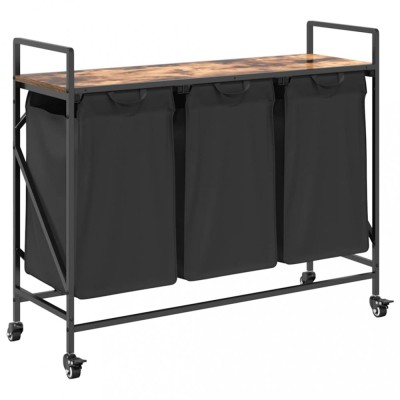 Cos de rufe 3 compartimente cu roti stejar fumuriu foto