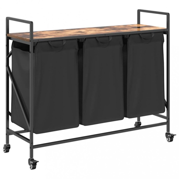 Cos de rufe 3 compartimente cu roti stejar fumuriu