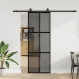 Cumpara ieftin Ușă glisantă cu set feronerie neagră 76x205cm sticlă securizată