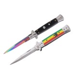 Cumpara ieftin Set de doua cutite pliabile cu arc sicilian, DEPOX&reg;, deschidere automată, 22 cm, multicolor