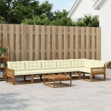 vidaXL Set de canapele de exterior cu pernă 7 pcs Natural și Crem 3381474