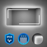 Oglinda Baie LED Leziter Ada 120, 120x60 cm, Iluminare 6000K, Senzor Tactil, IP44, Argintiu