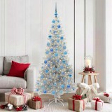 VidaXL Brad de Crăciun cu 300 LED cu suport Argintiu 180 cm PET 3396681