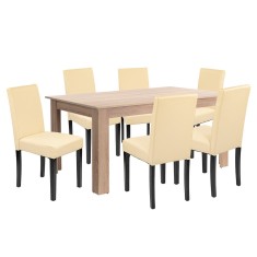 Leziter Set de masa Leon 6 1 stejar Sonoma-bej Mobalis Homvera