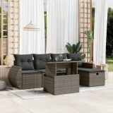 Set mobilier gradina cu perne, 6 piese, gri, poliratan GartenMobel Dekor, vidaXL