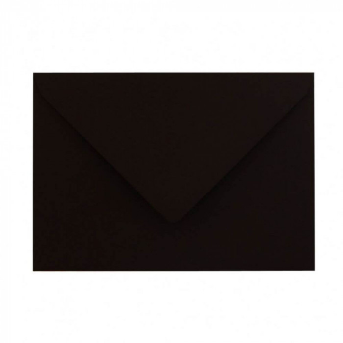 Plicuri Negre C6 DACO, 25 Buc/Set, 162x114 mm, 120 g/m&sup2;, cu Clapeta Gumata, Plic Negru, Plic Colorat, Plicuri cu Clapeta Gumata, Plicuri C6 cu Clapeta