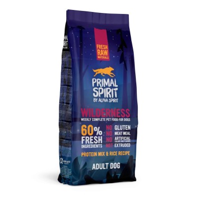 Hrana uscata Premium presata la rece pentru caine Primal Spirit, Wilderness, cu 60% carne de porc, pui si peste, 12 kg foto