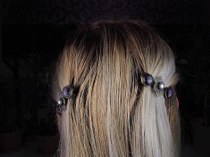 Set clame de par cu ametist si perle foto