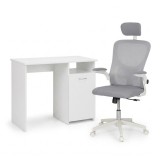 Set de birou Family One 100x50x74 cm cu scaun rotativ Flexo, alb-alb