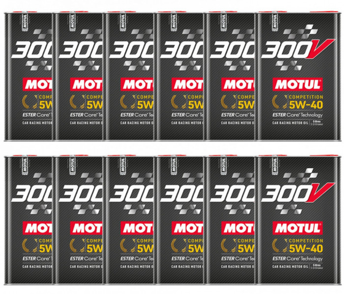 Set 12 Buc Ulei Motor Motul 300V Competition Ester Core&reg; Technology 5W-40 5L 110818