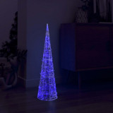VidaXL Piramidă decorativă con de lumini cu LED albastru 90 cm acril