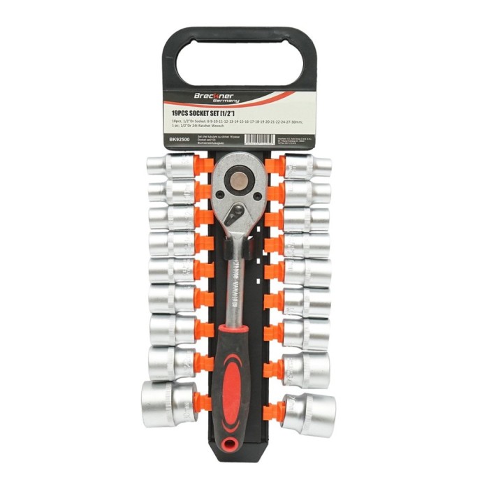 Set chei tubulare 19 piese cu clichet 1/2 Breckner Germany