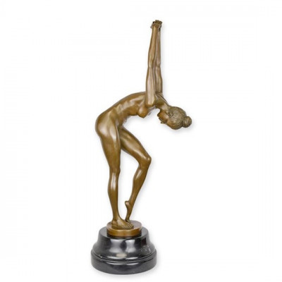 Femeie nud-statueta dinbronz cu un soclu din marmura BX-60 foto