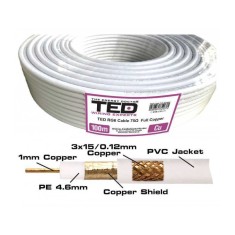 Cablu COAXIAL 75ohm RG6 FULL CUPRU +tresa CUPRU TED Wire Expert