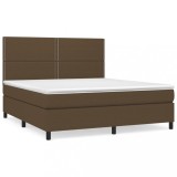 Cumpara ieftin Pat continental cu saltea maro inchis 180x200cm material textil