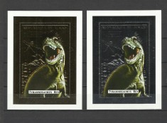 CHAD 2001 ANIMALE PREISTORICE DINOZAURI GOLD AND SILVER FOIL foto
