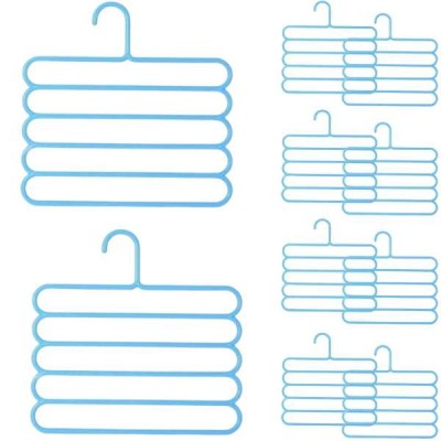Set 10 Umerase din Plastic, cu 5 Pozitii, Pentru Pantaloni, Fuste sau Cravate, 31 x 31 cm, Albastru foto