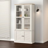 vidaXL Vitrină de sticlă VIGO, alb, 85x35x170 cm, lemn masiv de pin