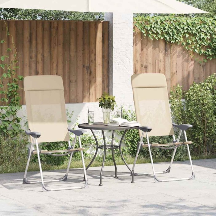 vidaXL Scaune de camping pliante, 2 buc., crem, aluminiu 44306