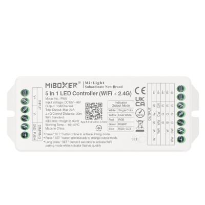 Controler LED 5in1 (WiFi+2.4G), MiBoxer, PW5, iesire max 20A, DC 12V-48V, Tuya foto