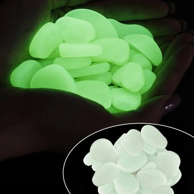Pietricele fosforescente translucide care lumineaza verde, decorative, 3-5 cm - 1000 gr foto