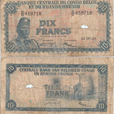 1958 (1 VIII), 10 francs (P-30b.7) - Congo Belgian!
