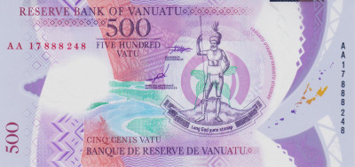 Bancnota Vanuatu 500 Vatu 2017 - P17 UNC ( polimer ) foto
