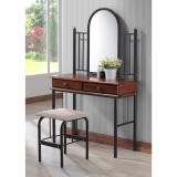 Cumpara ieftin Masa de toaleta cu taburet Tressa lemn culoare nuc si metal negru 94x36x147 cm
