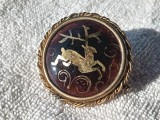 LIMOGES BROSA CERB pictata manual pe PORTELAN semnata IMPECABILA manopera EXCEPTIONALA FRANTA aprox 1920